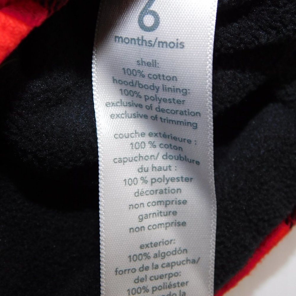 Carters Buffalo Plaid Red Black Hooded Fleece Lined Vest Baby Boy 6 Months 6M - Picture 6 of 7